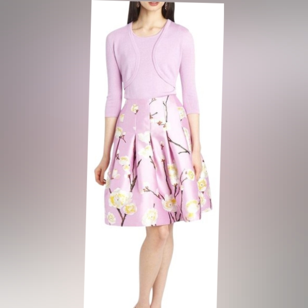 SOLD$2,590 OSCAR DE LA RENTA STUNNING CHERRY BLOSSOM SILK WOOL DRESS US 4 - Picture 15 of 16